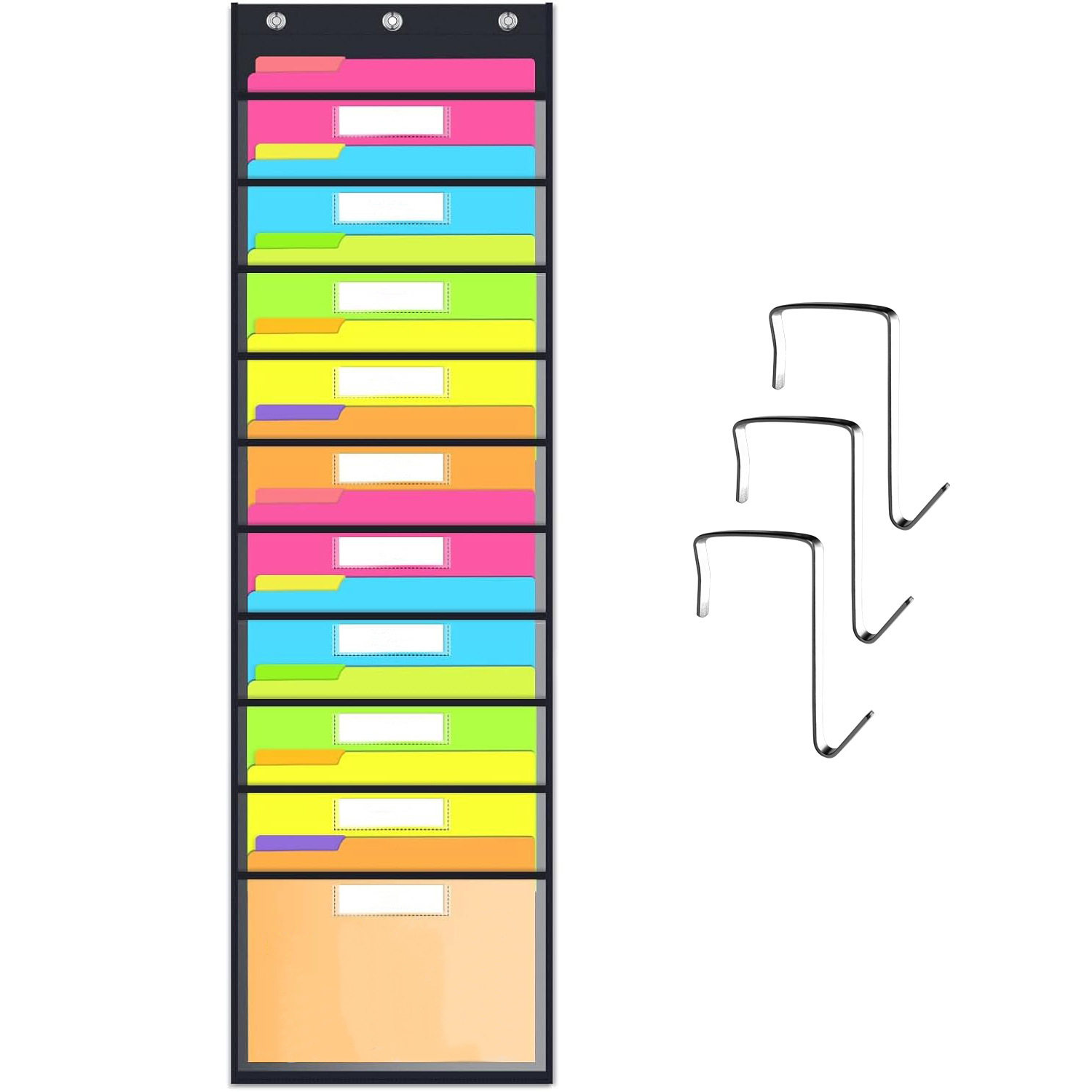 10格透明牛津布办公室门后文件夹挂袋十格口袋学生书刊杂志收纳袋,玩具/童车/益智/积木/模型,打击乐器,淘宝优惠券,粉丝福利购,淘宝优惠卷