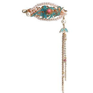 侧耳发夹高端精致侧边流苏边夹烧蓝额头发饰前额耳边发夹国风头饰