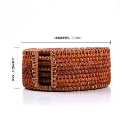 手工编织圆形杯垫藤垫大中小隔热垫茶壶茶杯垫茶具配件