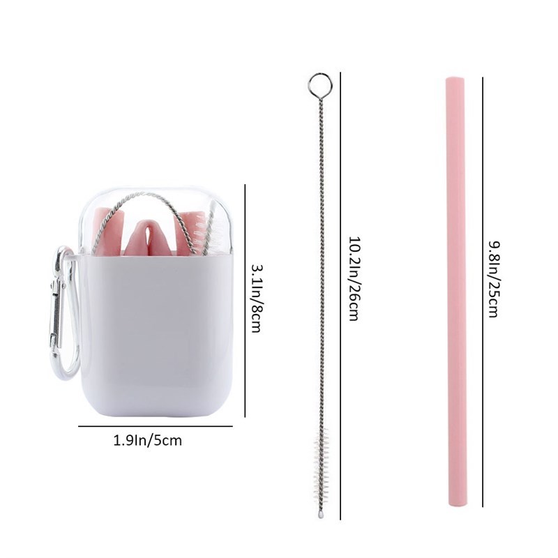 *Reusable Collapsible Silicone Straws Set Folding Flexible P