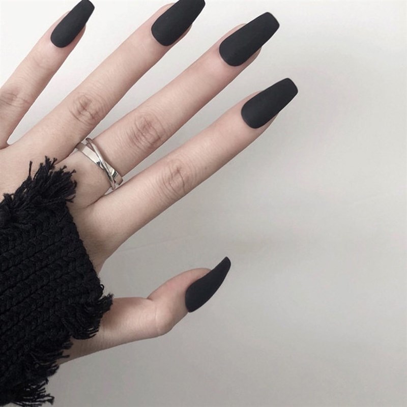 24Pcs Artificial Designs Nail Art Long Fake Nails Matte Bal