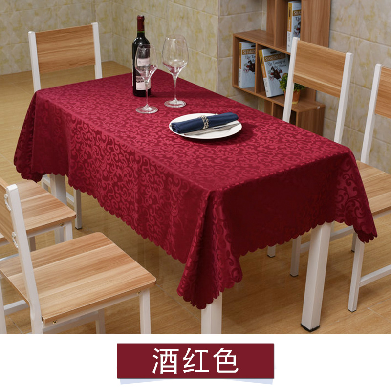 酒店桌布方形餐桌布台布餐厅饭店酒楼方桌桌布粉色红色宝蓝色定做