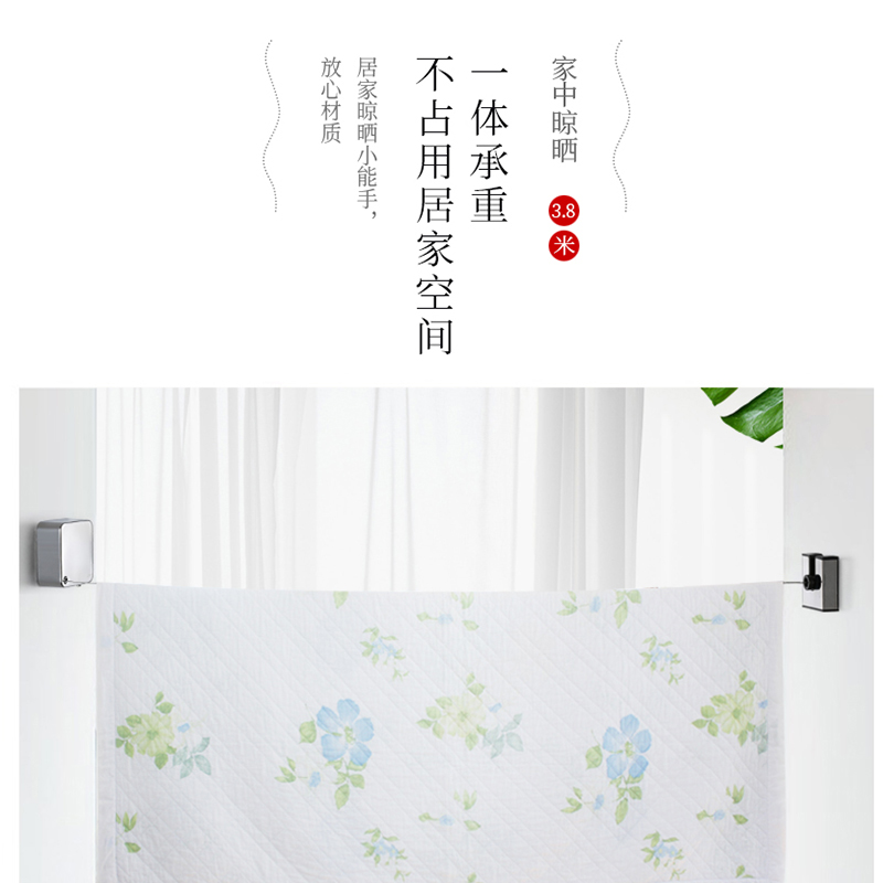 免打孔隐形伸缩杆晾衣绳不锈钢晾衣架室内小型家用挂凉衣神器钢丝