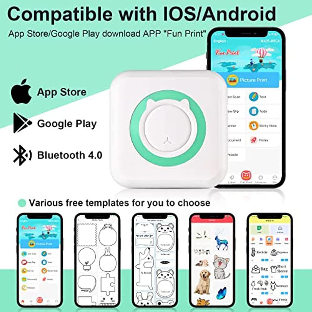 高清错题印表机迷你可携式蓝牙印表机照片标签贴纸热敏学习印表机