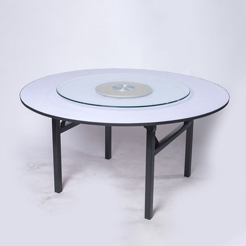 18木多人人大对折简约人家餐厅用火锅12实宴会桌盘圆桌折叠旋转