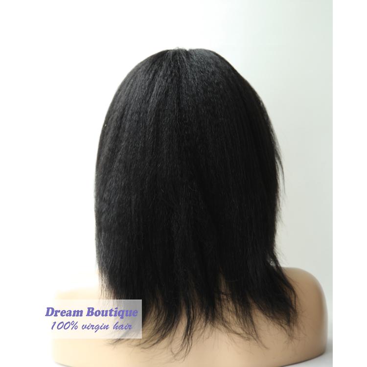 Human Hair Wigs 1# Jet Black Lace Front Wig Kinky Straight