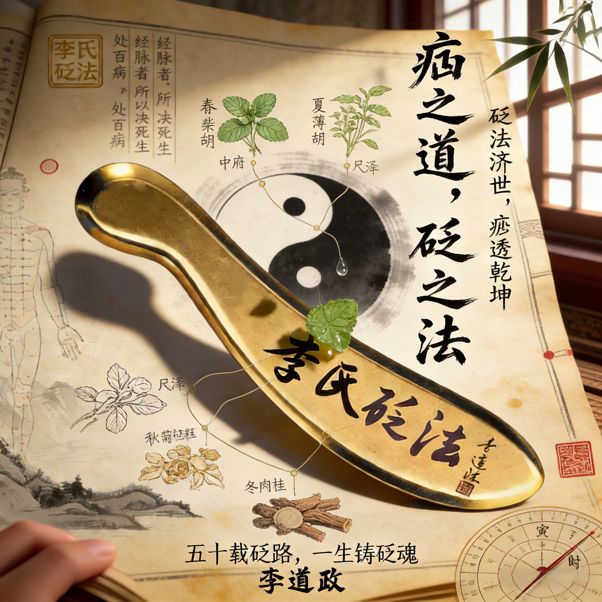 纯黄铜刮痧板虎符砭正品纯铜脸部背部肩颈李氏砭法全身通用刮痧刀