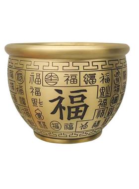 聚财百福缸财缸家用创意摆件纯黄铜米缸招财聚财工艺品纯铜聚宝盆