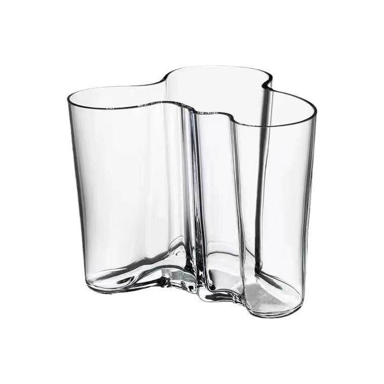 大口波浪花瓶大口径透明几何玻璃北欧桌面鲜花花器装饰水培摆件,家居饰品,花瓶,淘宝优惠券,粉丝福利购,淘宝优惠卷