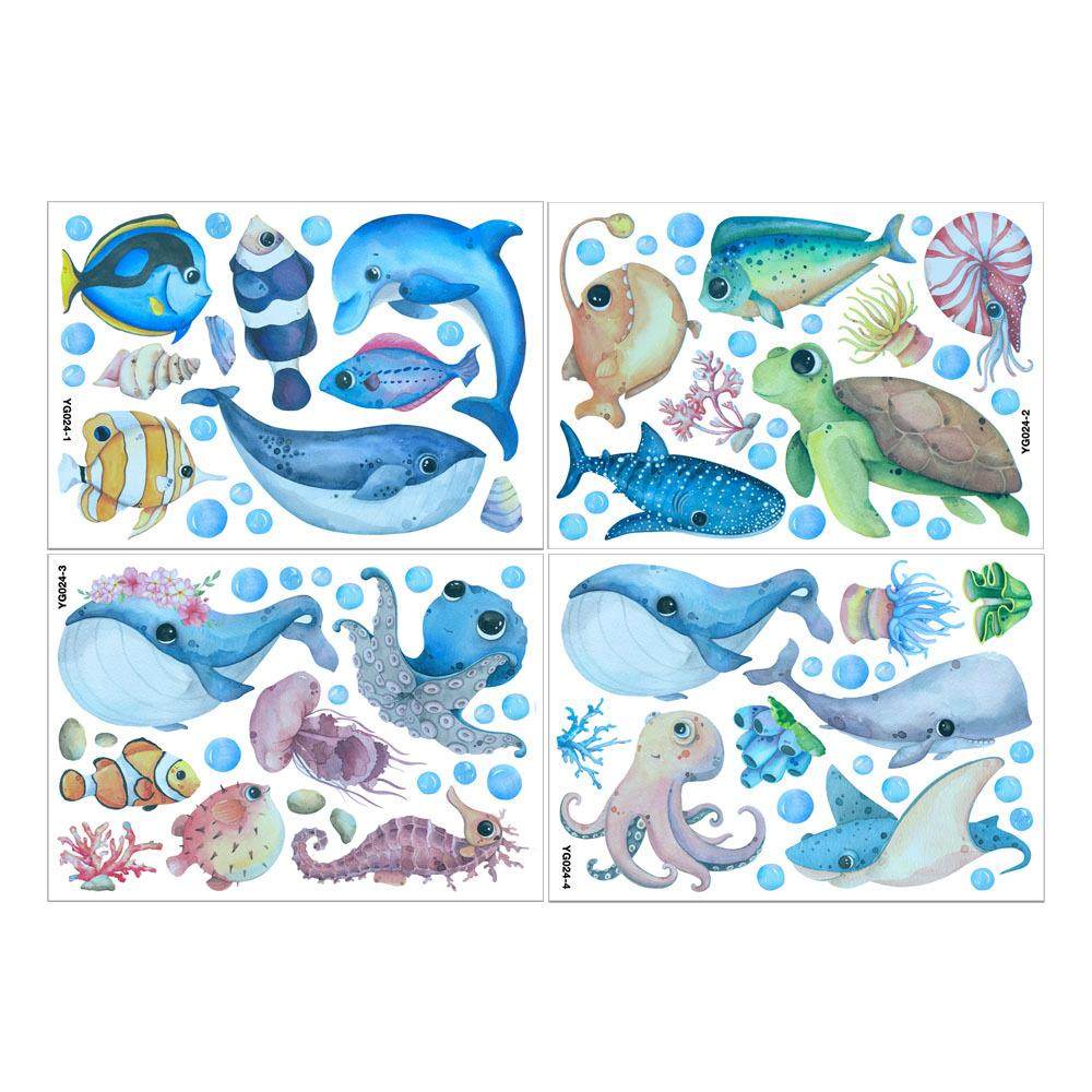 蓝色海洋生物夜光海底世界海洋鱼鲨鱼卡通荧光墙贴儿童房装饰贴,家居饰品,软装墙贴,淘宝优惠券,粉丝福利购,淘宝优惠卷