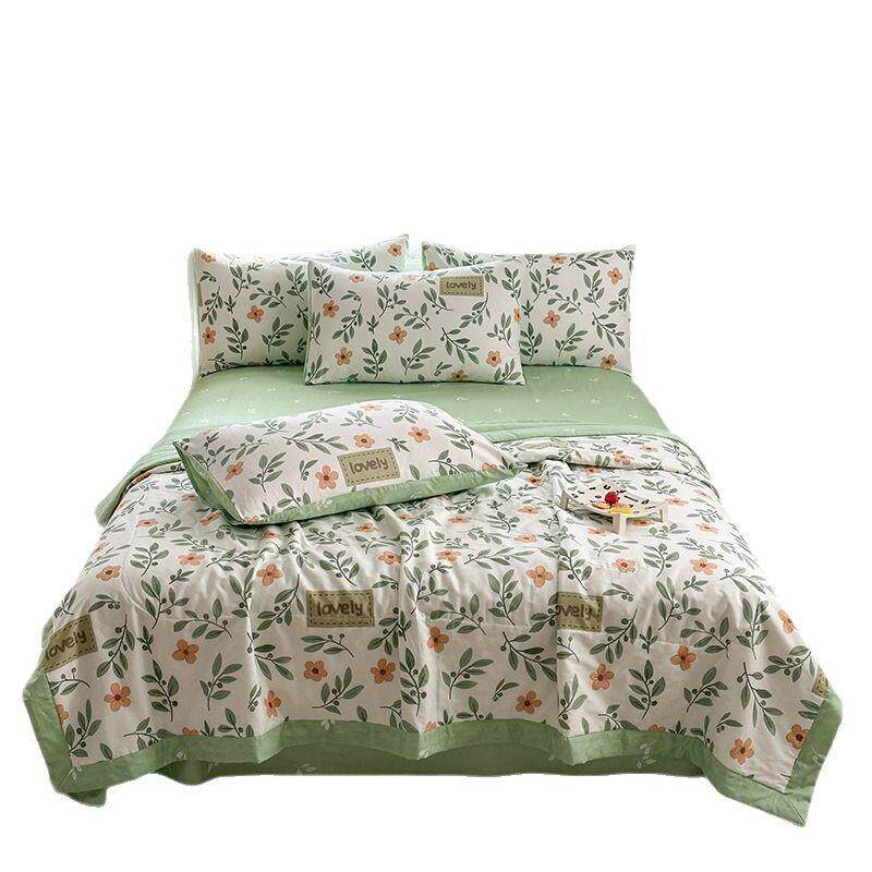 里外全棉夏凉被100纯棉空调被棉花夏被四件套夏季薄被子可机洗