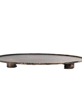 现代新中式围边托盘摆件酒店展厅会所桌面收纳软装花艺盆景花搭配