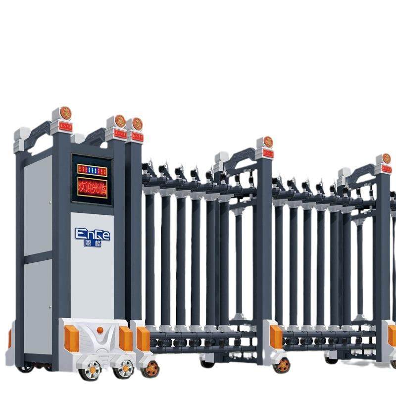 铝合金电动伸缩门自动遥控平移学校不锈钢门工地智能无轨电动大门