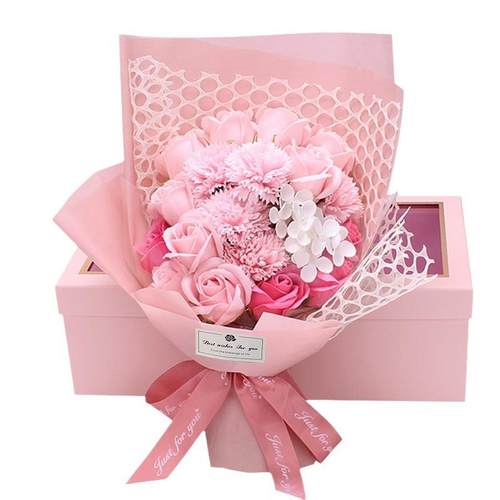 情人节礼品19朵玫瑰香皂花束礼盒生日礼物康乃馨永生花