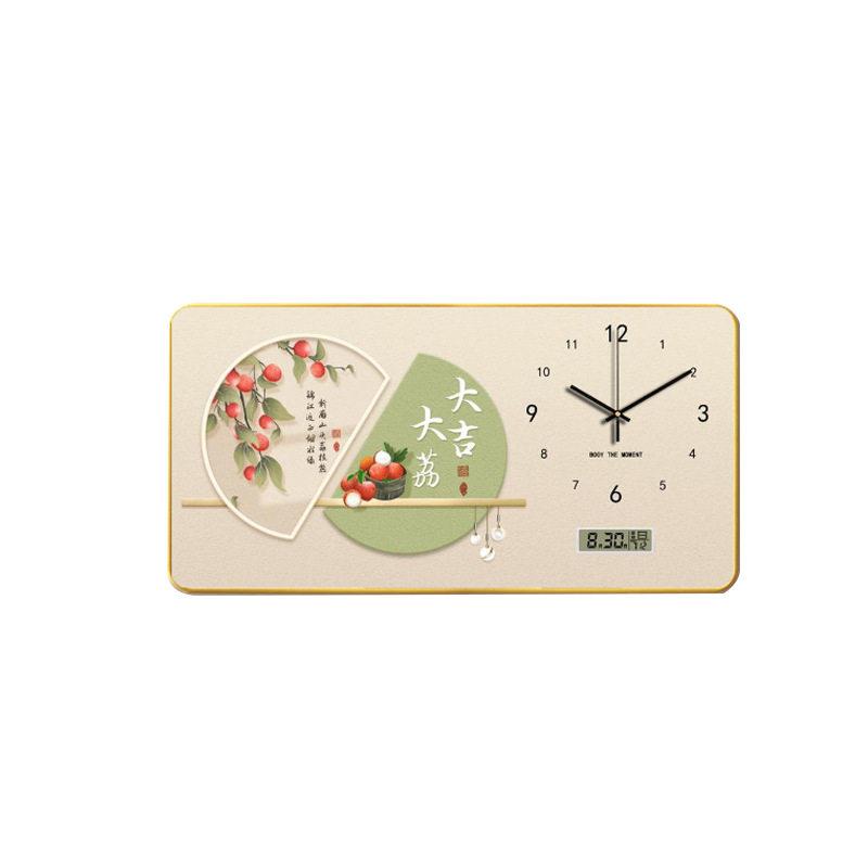 新中式创意钟表装饰画餐厅客厅走廊装饰画钟表万年历晶瓷装饰画