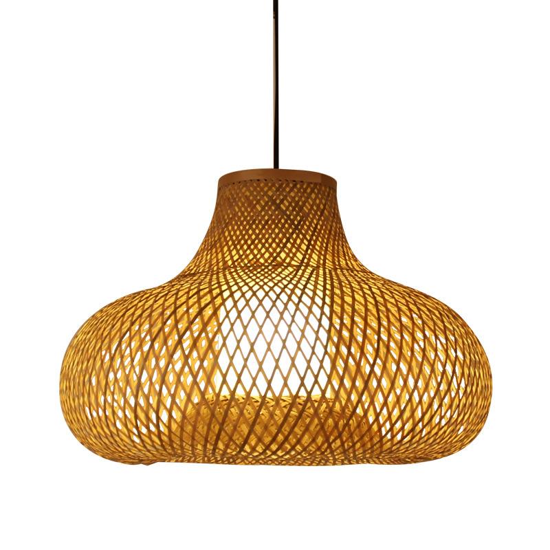 竹艺吊灯竹编创意个性葫芦餐厅茶楼茶室书房卧室禅意日式圆形灯具
