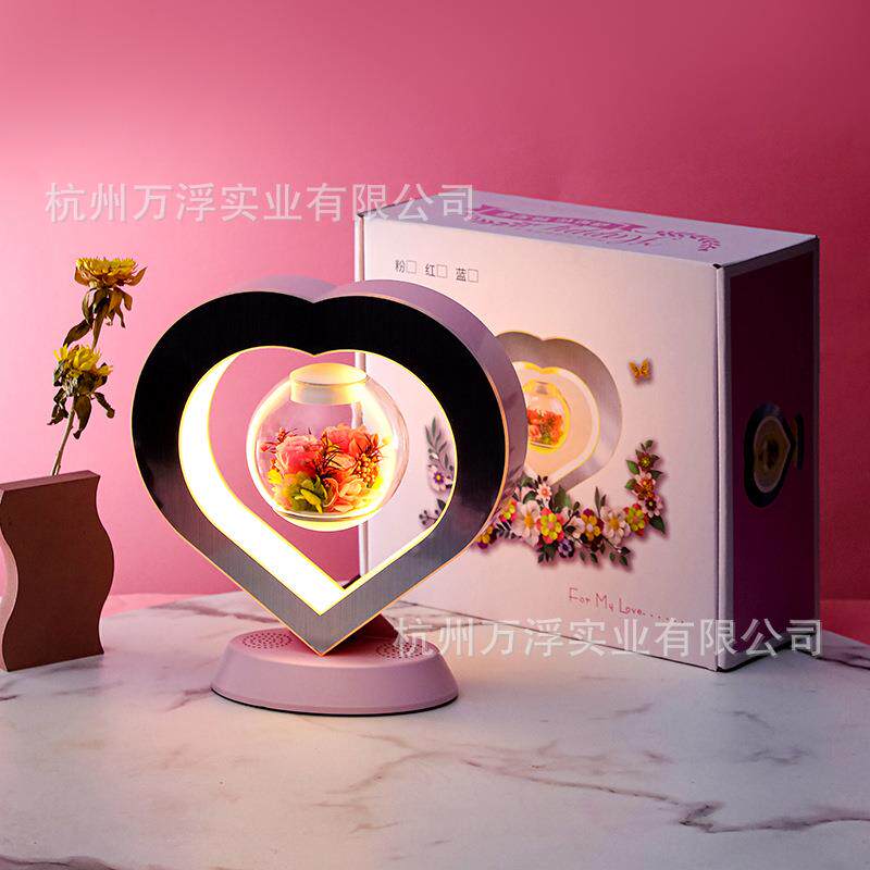 蓝牙音响磁悬浮永生花diy520礼物送女友创意摆件七夕圣诞情人节