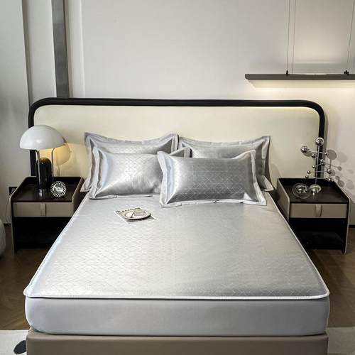 母婴级轻奢凉席冰丝三件套印花夏季凉席床笠款可折叠水洗凉席