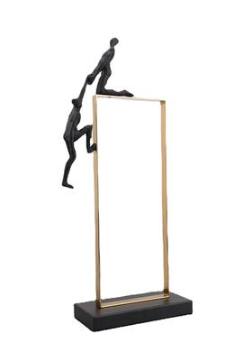 新中式金属框架人物摆件样板房卧室书房客厅桌面玄关软装饰品摆件