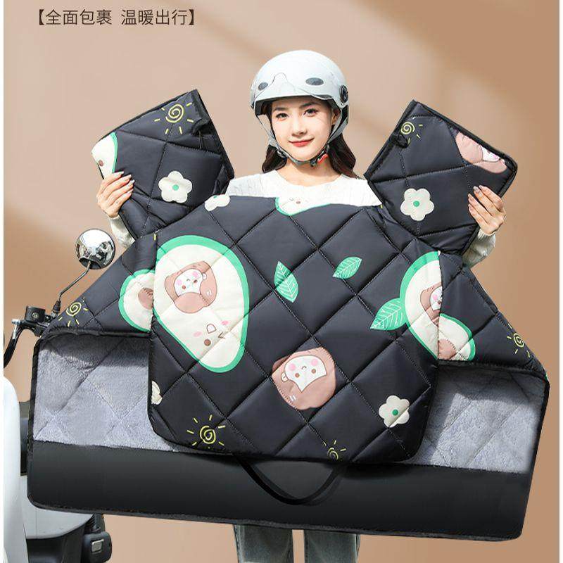 挡风被电动车冬季加绒保暖加厚被防水加棉防飘四季可用电瓶车挡风