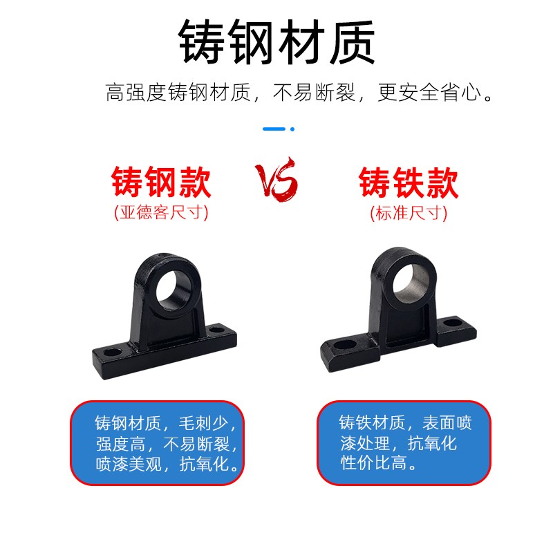 亚德客铸钢精品SC气缸附件中摆耳轴TCM1-32-40-50-63-80-100-底座