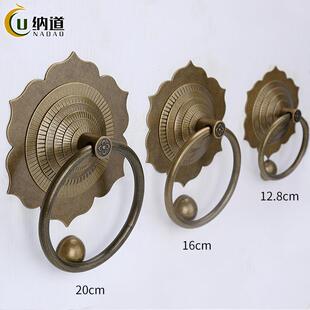 仿古黄铜大门拉手复古庭院木门拉环老式古典大门门环铜可滑动拉环