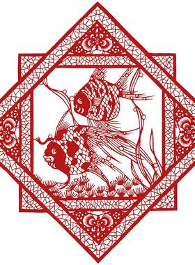 纯手工细纹刻纸成品观赏鱼中国风装饰画民俗特色工艺剪纸窗花镂空