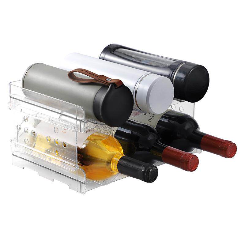 塑料透明红酒收纳架家用橱柜可堆叠水瓶收纳盒杯架拆卸款折叠收纳