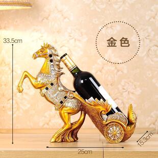 工厂直发欧式复古骏马拉车红酒架马到成功酒柜装饰旋转小马