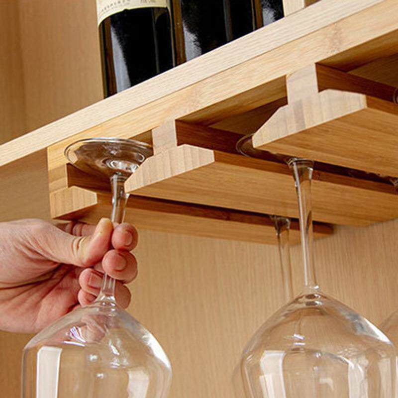 家用楠竹制多格可挂式吧台壁挂工厂现货沥水红酒高脚杯架红酒杯