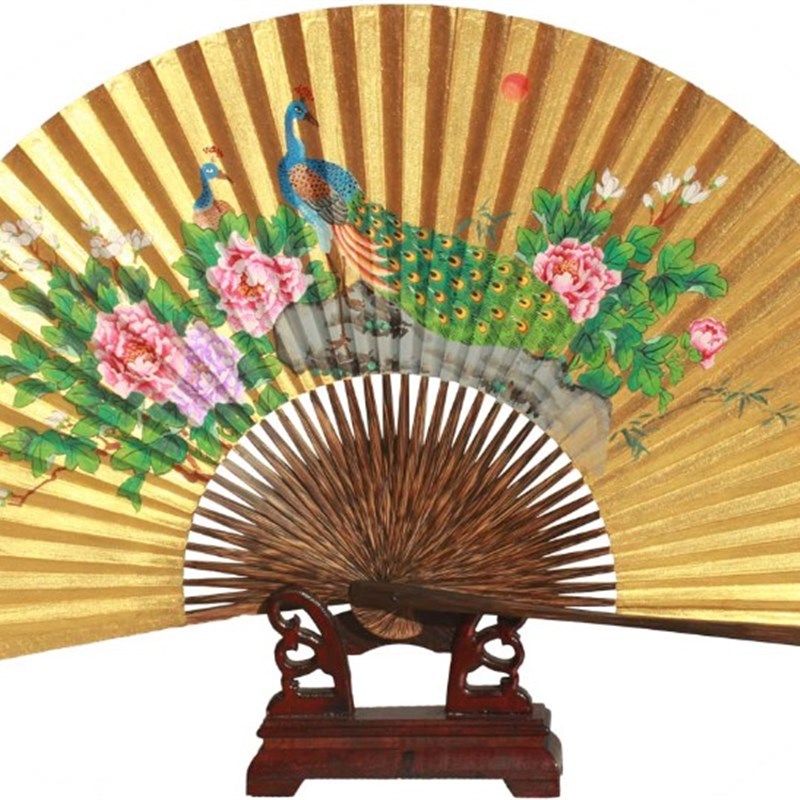 全棕扇工艺绍兴黄金泥金折扇 戏曲专用泥金L扇子 毛全本全棕泥金