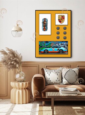 汽车立体实物画客厅装饰画3D玄关过道卧室壁P画合金汽车儿童挂画