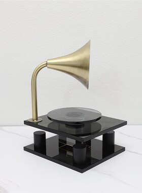 水晶复古唱片机桌面摆件样板间居家客厅电K视柜桌面极简播放机装