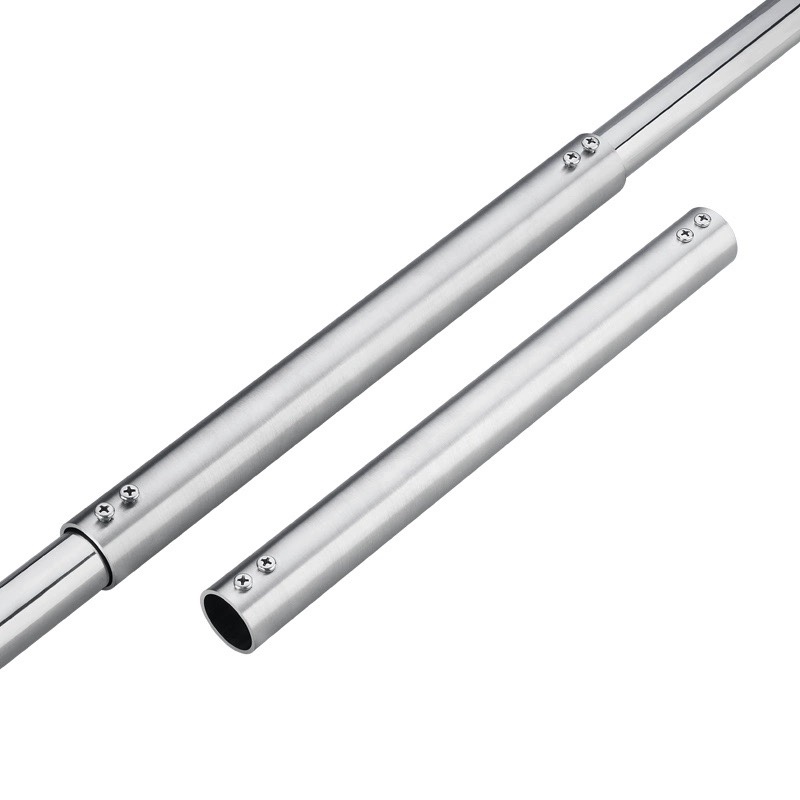 不锈钢304拼接3-6米长圆管阳台晾衣杆衣柜衣橱挂衣杆X内外连接配