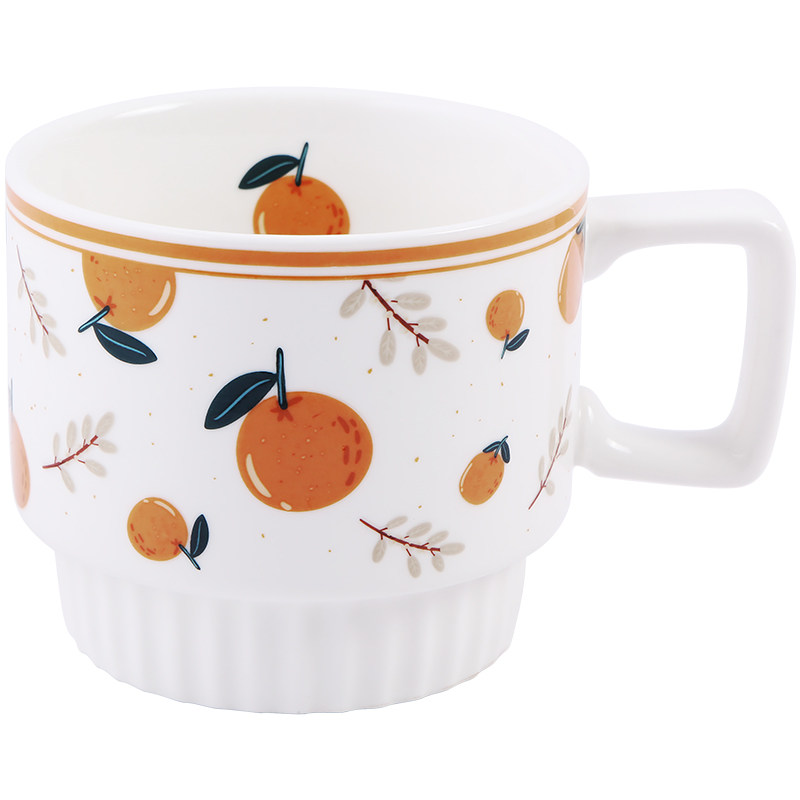 蓝莲花家居陶瓷杯j子精品家用带把高颜值马克杯ins女生精致咖啡杯