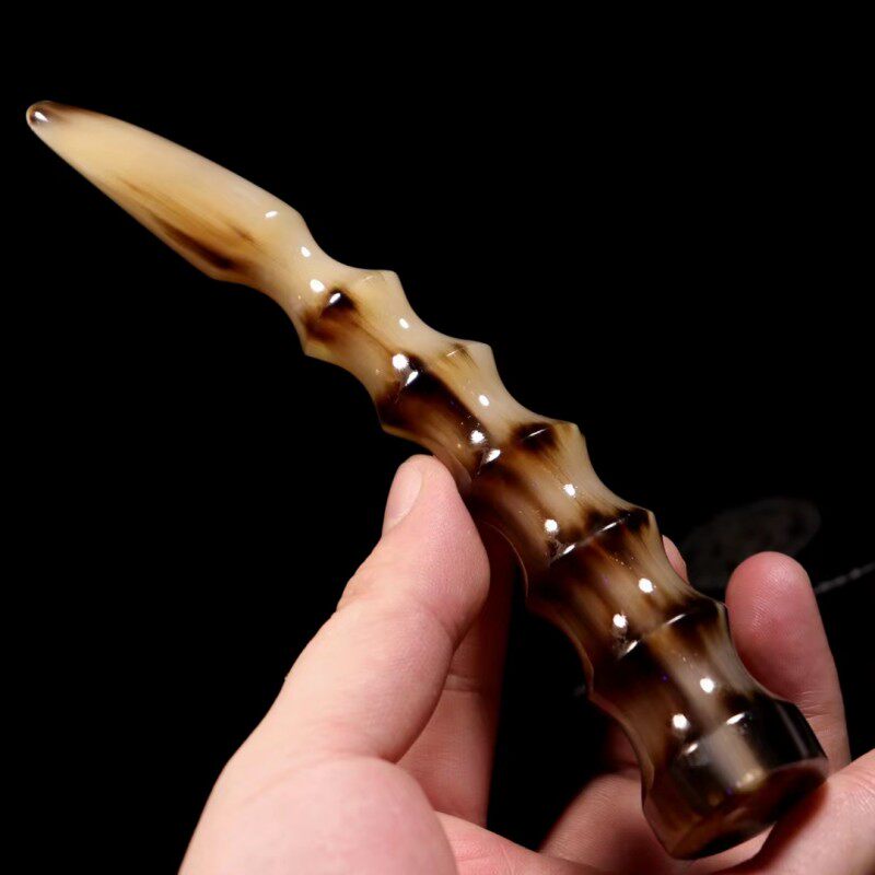 牛角刀柄料d牦牛角手把件羊角形状刀把家居摆件手柄茶壶把工料田