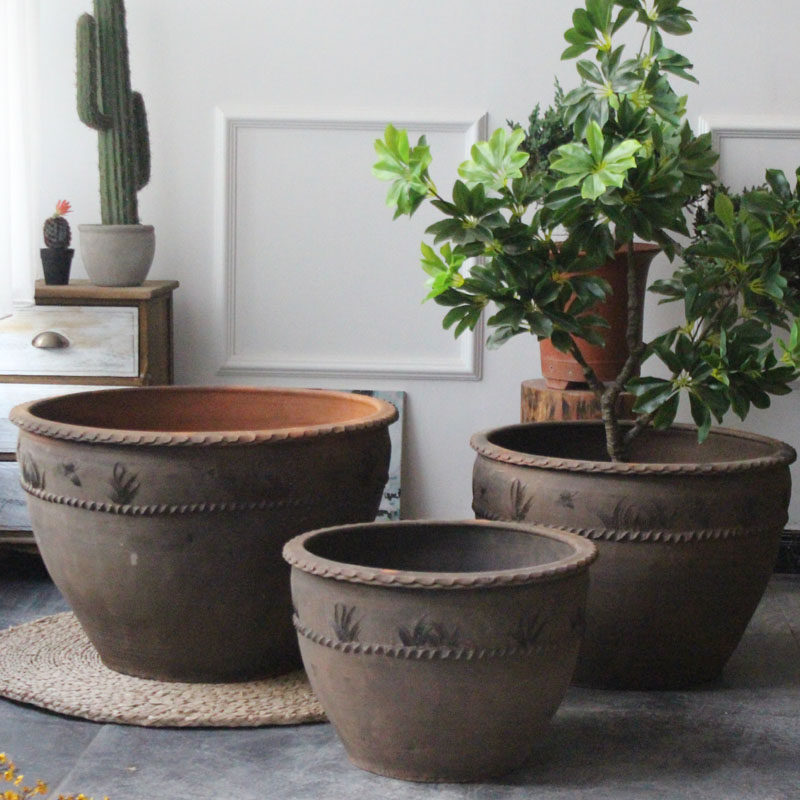 老式泥瓦花盆粗陶特大口土陶盆民俗装F饰盆缸透气陶罐复古种树大,鲜花速递/花卉仿真/绿植园艺,花盆,淘宝优惠券,粉丝福利购,淘宝优惠卷