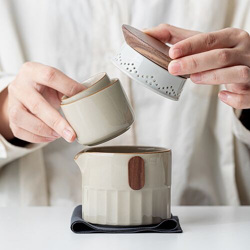 草木灰旅行茶具便携式p旅行手抓壶加厚防烫一壶两杯快客杯功夫茶
