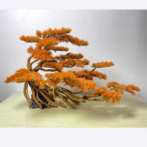 仿真迎客松客厅玄关入户盆景招财禅意松树摆件鱼缸枯木绿植造景