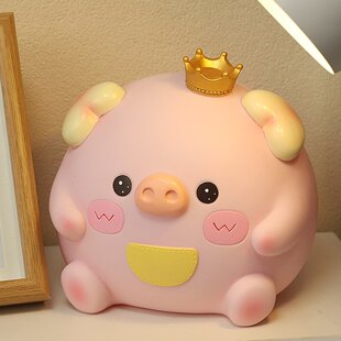 蛋仔猪猪存钱罐创意搪胶防摔只进不出儿童储蓄罐桌面装饰大容量
