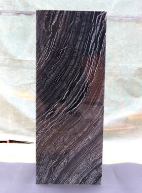 天然古木纹大理石摆台落地基座玄关客厅样板房艺术品摆件展示底座