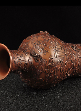 紫铜鹤寿延年花瓶摆件家居客厅装饰品送老人长辈祝寿贺寿生日礼物