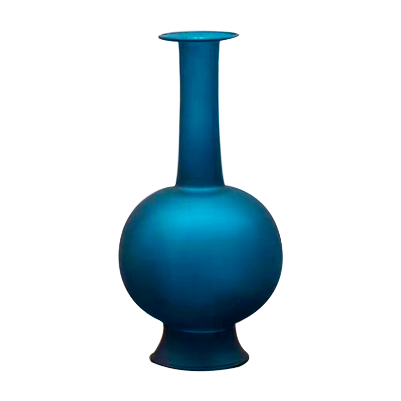 雀蓝色花瓶玻璃净瓶仿宋瓶仿古文人水培花器古典中式插花器皿空间