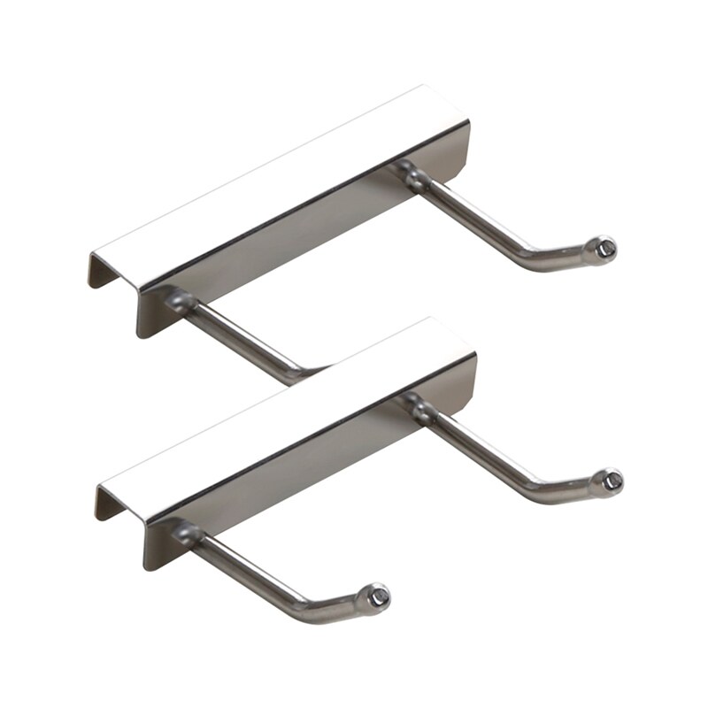 1cm不锈钢方管卡钩双挂钩厨房刀架砧板架卡槽活动式两连钩4个装