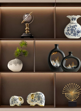新中式摆件客厅家居饰品轻奢高档创意酒柜电视柜办公室软装工艺礼