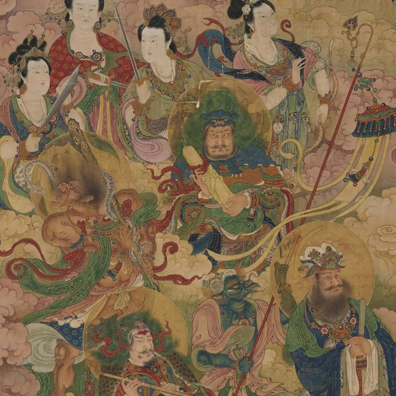 人物诸神画像卷轴画罗叉女众像挂画客厅神像丝绸画绢布画心装饰画