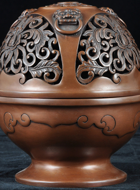 紫铜缠莲纹薰香炉香道香炉客厅茶室书房静心安神沉香盘香香薰炉