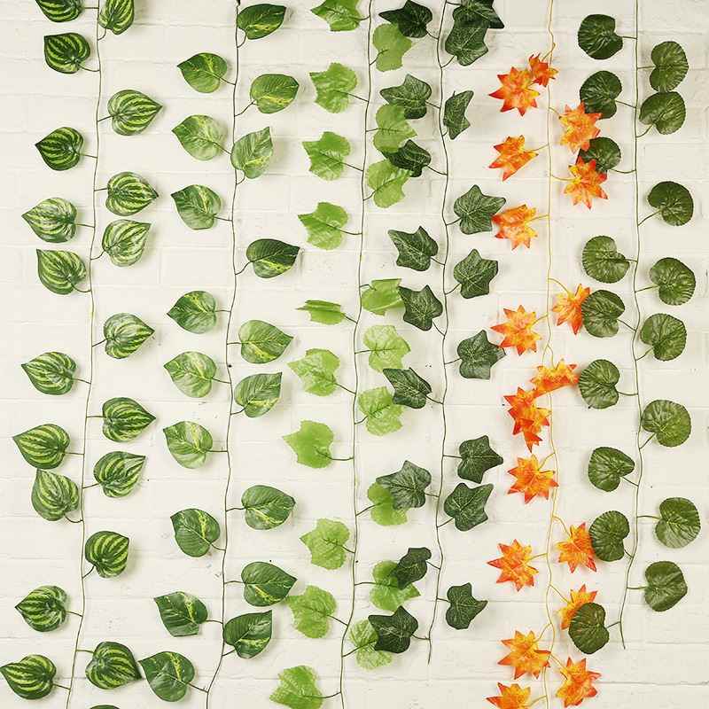 5pcs 2.3 M Ivy Green Fake Leaves Garland Plant Vine Foliage