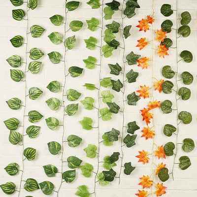 5pcs 2.3 M Ivy Green Fake Leaves Garland Plant Vine Foliage