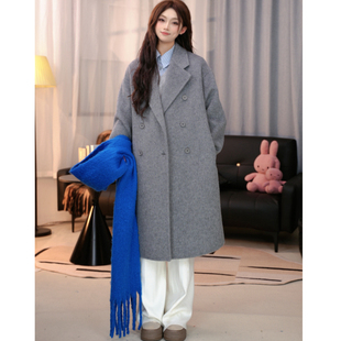 2025秋冬经典西装领双面羊毛纯手工缝制加厚韩版显瘦小个子大衣女